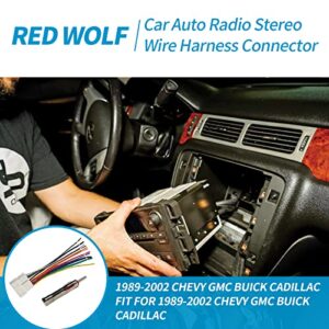 RED WOLF Stereo Wiring Harness Replacement for 1988-2002 GM Chevrolet GMC Buick Cadillac Car Radio Wire Harness Antenna Adapter Connector Plug Kit