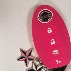 KAWIHEN Silicone Keyless Entry Smart Remote Key Fob Cover Compatible with for Nissan 350Z 370Z Altima Armada GT-R Leaf Pathfinder Rogue Sentra Maxima Murano Versa CWTWB1U840 285E3-3SG0D (rose red)