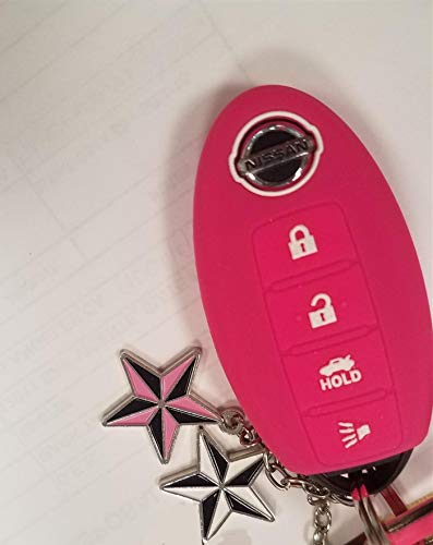 KAWIHEN Silicone Keyless Entry Smart Remote Key Fob Cover Compatible with for Nissan 350Z 370Z Altima Armada GT-R Leaf Pathfinder Rogue Sentra Maxima Murano Versa CWTWB1U840 285E3-3SG0D (rose red)