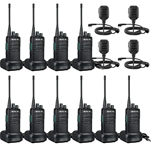 Retevis RB29 2 Way Radios Long Range (10 Pack) with Shoulder Speaker Mic(4 Pack),USB Charger Base,1100mAh Large Capacity Battery, Hands Free Two Way Radio for Adults Security Business