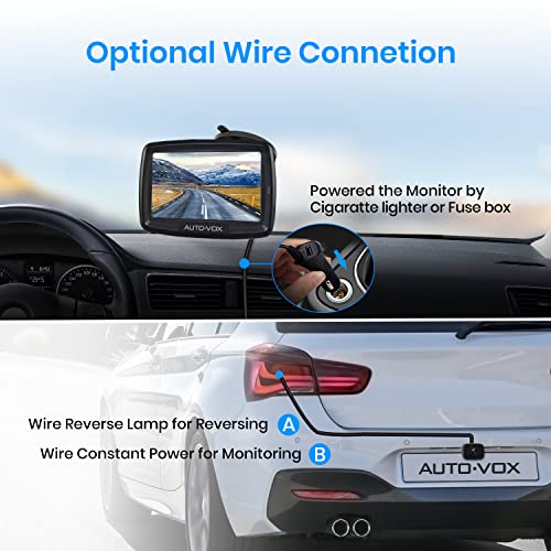 AUTO-VOX CS-2 Wireless Backup Camera, Stable Digital Signal Rear View Camera&4.3'' Monitor, Back Up Camera System Wireless for Car, Trucks, RV, Trailer, Camper,Van