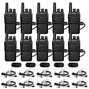 tidradio td-777pro walkie talkies for adults,2 way radios walkie talkies long range with earpiece and mic set, handfree, 2200mah battery and usb-c, for restaurant school church business (10 pack)