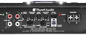 Planet Audio AC3000.1D Anarchy Series Car Audio Amplifier - 3000 High Output, Class D, Monoblock, 1 Ohm, Low Level Inputs, Low Pass Crossover, Mosfet Power Supply, Hook Up To Stereo and Subwoofer