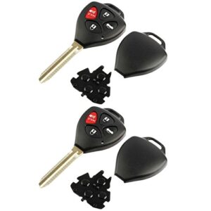 key fob keyless entry remote shell case & pad fits toyota 2008-2013 avalon / 2007-2011 camry / 2008-2013 corolla / 2009-2014 venza (hyq12bby, gq4-29t), set of 2