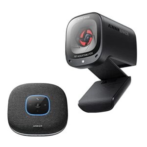 anker powerconf c200 2k usb webcam & anker powerconf s3 bluetooth speakerphone home office bundle, look bright in low light, built-in privacy cover, app control, bluetooth 5, usb c conference speaker