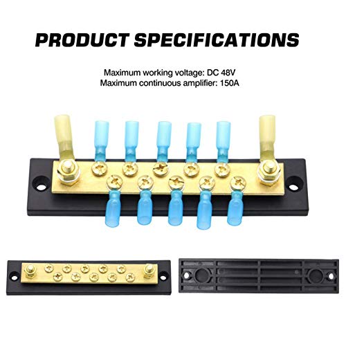 Acouto Bus Bar, Integrated Bus Bar Busbar Board Dual Row 10 Position M6 Terminal Stud 150A DC 48V for Truck Car Yacht Boat