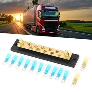 Acouto Bus Bar, Integrated Bus Bar Busbar Board Dual Row 10 Position M6 Terminal Stud 150A DC 48V for Truck Car Yacht Boat