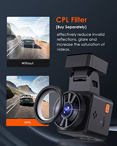 Vantrue E1 Lite 1080P WiFi Mini Dash Cam with GPS and Speed, Free APP, Voice Control Front Car Dash Camera, 24 Hours Parking Mode, Night Vision, Motion Detection, Loop Recording, Support 512GB Max