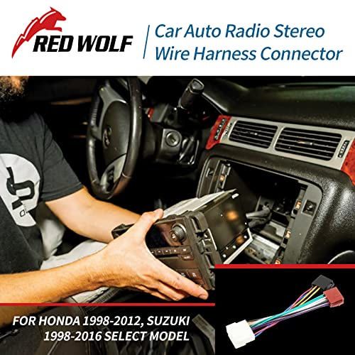 RED WOLF Car Radio Stereo ISO Standard Adapter Connector CD Player Wiring Harness for Honda Insight CRV 1998-2012, Suzuki 1998-2016 to Aftermarket Radio ISO