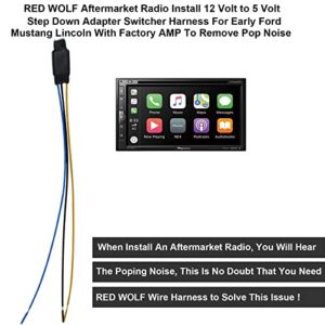 RED WOLF Car 12 Volt to 5 Volt Step Down Adapter Harness Fit Aftermarket Radio Stereo Install for Early Ford Mustang Lincoln