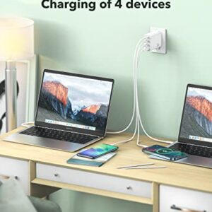 100W USB C Charger, THREEKEY 4-Port GaN Foldable Fast Charger Block with 100W 3.3FT C to C Cable, Compatible with MacBook Pro/Air,iPhone 14/13/12,iPad Pro/Mini/Air,Galaxy S22/21,Laptop and More.