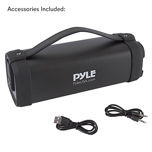 Pyle Wireless Portable Bluetooth Speaker- 100 Watt Power Rugged Compact Audio Sound Box Stereo System with Built-in Rechargeable Battery, 3.5mm AUX Input Jack,FM Radio,MP3 & USB Reader-PBMSQG5, Black