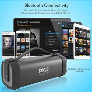 Pyle Wireless Portable Bluetooth Speaker- 100 Watt Power Rugged Compact Audio Sound Box Stereo System with Built-in Rechargeable Battery, 3.5mm AUX Input Jack,FM Radio,MP3 & USB Reader-PBMSQG5, Black