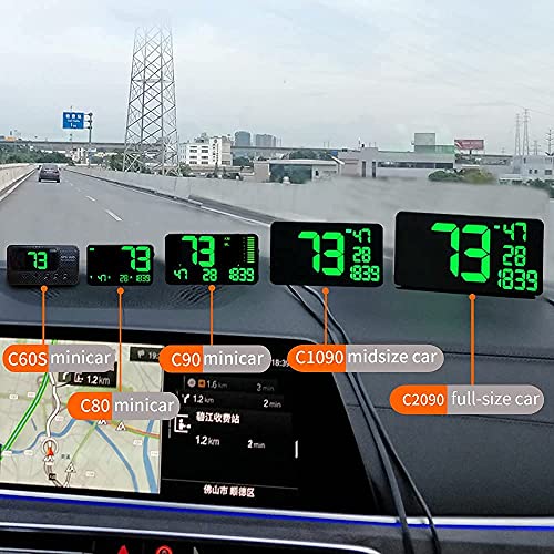 KingNeed Original Universal GPS Head Up Display Speedometer Odometer Car Digital Speed Display MPH Over Speeding Alarm Car Clock for All Vehicles C60/C60S/C80/C90 (C80-1)