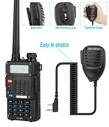 Ham Radio, BAOFENG 8W Dual Band Two Way Radio Long Range, Handheld UV5R Radio, Professional 2 Way Radios with Rechargeable Battery, Charger, Earpieces, Mic and Programming Cable (2 Pack)