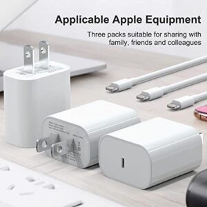 3 Pack [Apple MFi Certified] iPhone Fast Charger 20W PD USB C Wall Charger Adapter with 3 Pack 5.8FT Type C to Lightning Cable Compatible with iPhone 14/13 Pro/13/12/12 Mini/12 Pro Max/11 Pro Max