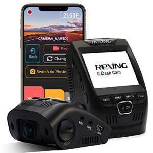 REXING V1 - 4K Ultra HD Car Dash Cam 2.4" LCD Screen, Wi-Fi, 170° Wide Angle Dashboard Camera Recorder with G-Sensor, WDR, Loop Recording, Supercapacitor, Mobile App, 256GB Supported