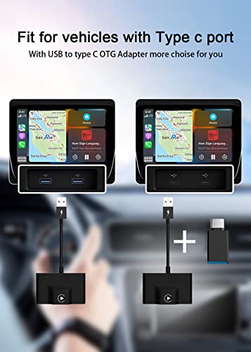 Wireless CarPlay Adapter, CarPlay Dongle for OEM Wired CarPlay Cars, Convert Wired to Wireless CarPlay, Support Online Update Plug & Play Easy Use Fit for Cars from 2015 & iPhone iOS 10+ (Black)