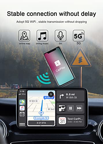 Wireless CarPlay Adapter, CarPlay Dongle for OEM Wired CarPlay Cars, Convert Wired to Wireless CarPlay, Support Online Update Plug & Play Easy Use Fit for Cars from 2015 & iPhone iOS 10+ (Black)