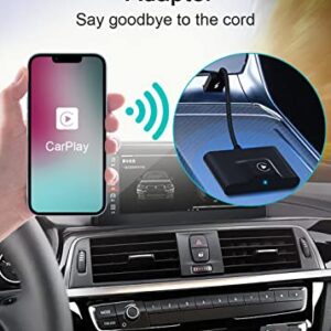 Wireless CarPlay Adapter, CarPlay Dongle for OEM Wired CarPlay Cars, Convert Wired to Wireless CarPlay, Support Online Update Plug & Play Easy Use Fit for Cars from 2015 & iPhone iOS 10+ (Black)