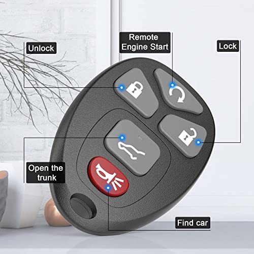 5 Buttons Keyless Entry Remote Control Car Key Fob for Chevy Traverse Tahoe Suburban/Buick Enclave/Cadillac Escalade/07-2016 GMC Acadia Yukon (OUC60270 OUC60221),Set of 1