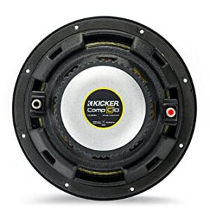 KICKER 44CWCS104 10-Inch (25.4cm) CompC Subwoofer|250 Watts RMS|500 Watts Peak|4-Ohm Single Voice Coil|Legendary Sound Quality & Durability|Car,Truck,SUV,Van,RV