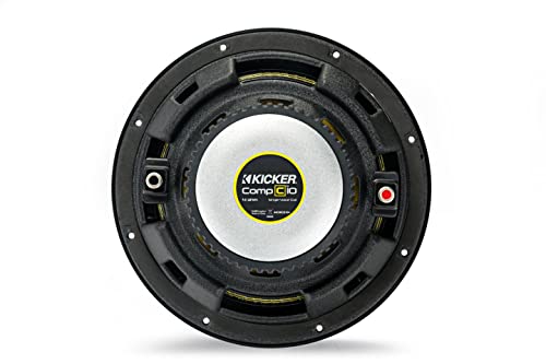 KICKER 44CWCS104 10-Inch (25.4cm) CompC Subwoofer|250 Watts RMS|500 Watts Peak|4-Ohm Single Voice Coil|Legendary Sound Quality & Durability|Car,Truck,SUV,Van,RV