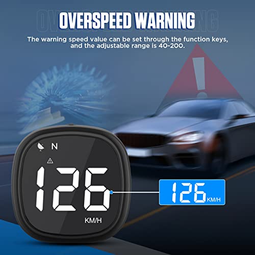 RALBIL Digital GPS Speedometer MPH - Multifunction Car HUD Head Up Display with Fatigue Driving Alarm, Overspeed Alarm and Speed Unit Switching KM/H or MPH for All Vehicle