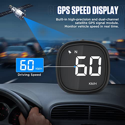 RALBIL Digital GPS Speedometer MPH - Multifunction Car HUD Head Up Display with Fatigue Driving Alarm, Overspeed Alarm and Speed Unit Switching KM/H or MPH for All Vehicle