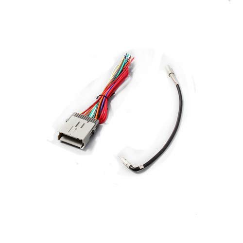 RED WOLF Compatible with GM Chevy GMC Buick 1998-2008 & GM-10 Antenna Adapter Plug Aftermarket Stereo Radio Wiring Harness