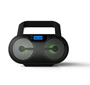 Riptunes CD Player Bluetooth Boombox AM/FM Portable Radio, Digital LCD MP3/CD, USB, mSD, Aux, Headphone Jack Stereo Sound System with Enhanced Bass, LCD Display with Remote, Black