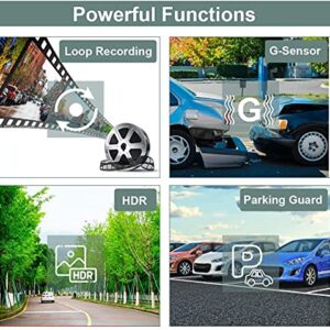 Dash Cam Front and Rear, Dash Camera for Cars 1080P Full HD Dual Dash Cam 3" IPS Screen in Car Camera Front and Rear Night Vision,170°Wide Angle Motion Detection Parking Monitor G-Sensor(with SD Card)