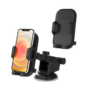 talk works car windshield & dash phone holder compatible w/iphone 13/13 pro/13 pro max/14/14 plus/14 pro/14 pro max, apple & android smartphones – adjustable suction mount (black)