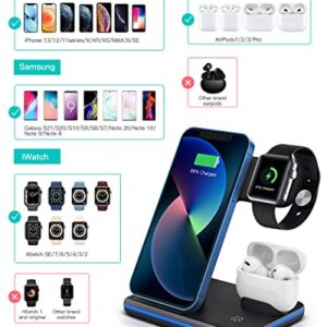 HERRBOL 3 in 1 Wireless Charger,Fast Wireless Charging Station for iPhone14 13 12 11/ Pro/XS/XR/X/SE/8/8 Plus,Wireless Charging Stand Compatible with Apple iWatch Series SE/7/6/5/4/3/2,AirPods/Pro