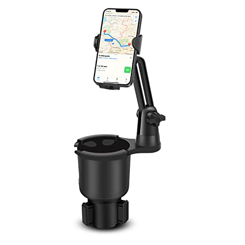 Cup Holder Phone Mount, Car Cup Holder Expander Adapter with Offset Adjustable Base, Cup Holder Phone for Car, Cup Holder Cell Phone Holder Compatible with Cell Phone iPhone 14, Samsung, LG