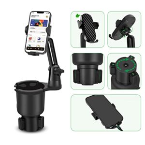 Cup Holder Phone Mount, Car Cup Holder Expander Adapter with Offset Adjustable Base, Cup Holder Phone for Car, Cup Holder Cell Phone Holder Compatible with Cell Phone iPhone 14, Samsung, LG