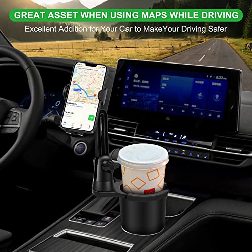 Cup Holder Phone Mount, Car Cup Holder Expander Adapter with Offset Adjustable Base, Cup Holder Phone for Car, Cup Holder Cell Phone Holder Compatible with Cell Phone iPhone 14, Samsung, LG