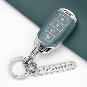 YOUTOOCAR Blue Soft TPU Key Fob Cover with Key Chain Compatible with Hyundai Accent Elantra GT I30 Kona Palisade Santa Fe