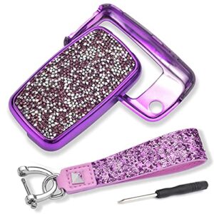 Royalfox(TM) 3 Buttons 3D Bling flip Folding Remote Key Fob case Cover for VW Volkswagen Mk6 Bora Jetta GTI Passat Golf Tiguan Touareg Beetle Passat,Skoda Fabia Octavia Superb (Purple)