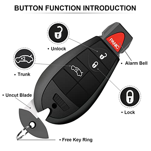 Key Fob Replacement Compatible for Dodge Ram 1500 2500 3500 Truck Pickup 2009 2010 2011 2012 Charger Journey Challenger Grand Caravan Keyless Entry Remote Start Control