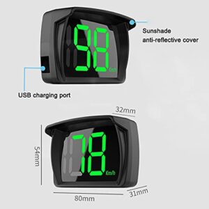 FANGZI Car HUD Display, Car HUD Headup Display KM/H MPH GPS Digital Speedometer with LED Large Font Display Car Charge Adapter for Car Truck SUV Motorcycle