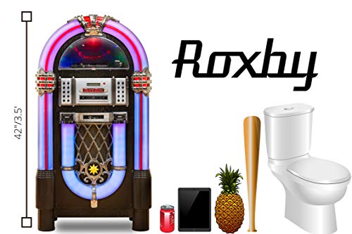 Roxby Retro Full Size Jukebox Cd Player with Bluetooth Stereo Record Player Radio USB Aux Port Sd Card Slot and Remote Control Juke Box Multicolored Lighting and External Adapter