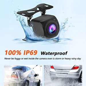 Upgraded Backup Camera for Car AHD Back up Night Vision Reverse Camera IP69 Waterproof Rear Front View Reversing Camera 140° Wide Angle CVBS|AHD Rearview License Plate Camera for Pickup Truck SUV RV