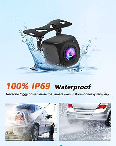 Upgraded Backup Camera for Car AHD Back up Night Vision Reverse Camera IP69 Waterproof Rear Front View Reversing Camera 140° Wide Angle CVBS|AHD Rearview License Plate Camera for Pickup Truck SUV RV