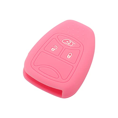 SEGADEN Silicone Cover Protector Case Holder Skin Jacket Compatible with CHRYSLER DODGE JEEP Remote Key Fob CV4751 Pink