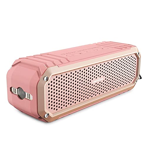 COMISO Bluetooth Speakers with Lights, Loud Dual Driver Wireless Portable Speaker, HD Audio Enhanced Bass, Built in Mic Clear Call Support Aux Input, TF Card, FM Radio Long-Lasting Battery Life (Pink)