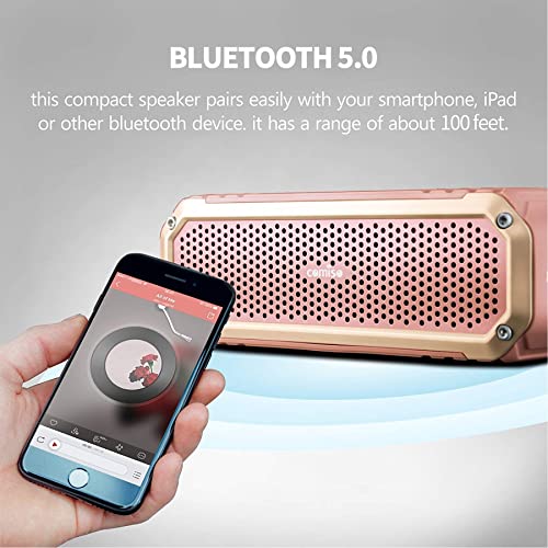 COMISO Bluetooth Speakers with Lights, Loud Dual Driver Wireless Portable Speaker, HD Audio Enhanced Bass, Built in Mic Clear Call Support Aux Input, TF Card, FM Radio Long-Lasting Battery Life (Pink)