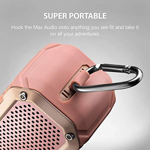 COMISO Bluetooth Speakers with Lights, Loud Dual Driver Wireless Portable Speaker, HD Audio Enhanced Bass, Built in Mic Clear Call Support Aux Input, TF Card, FM Radio Long-Lasting Battery Life (Pink)