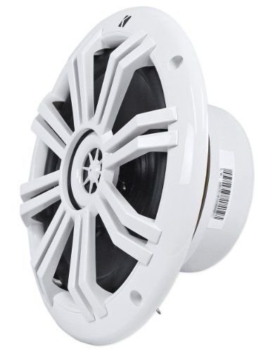 4 x Kicker 6.5" Marine Boat Coaxial White Speakers Combo Bundle With Pyle Elite Series 400 Watt 4-Channel Marine Car Bluetooth Amplifier and 8 Gauge Total Amplifier Installation Wiring Kit