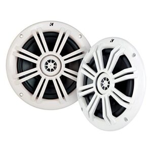 4 x Kicker 6.5" Marine Boat Coaxial White Speakers Combo Bundle With Pyle Elite Series 400 Watt 4-Channel Marine Car Bluetooth Amplifier and 8 Gauge Total Amplifier Installation Wiring Kit